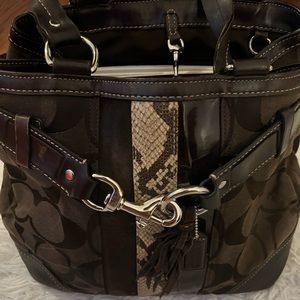 Authentic designer Coach purse - brown and animal print- like new!